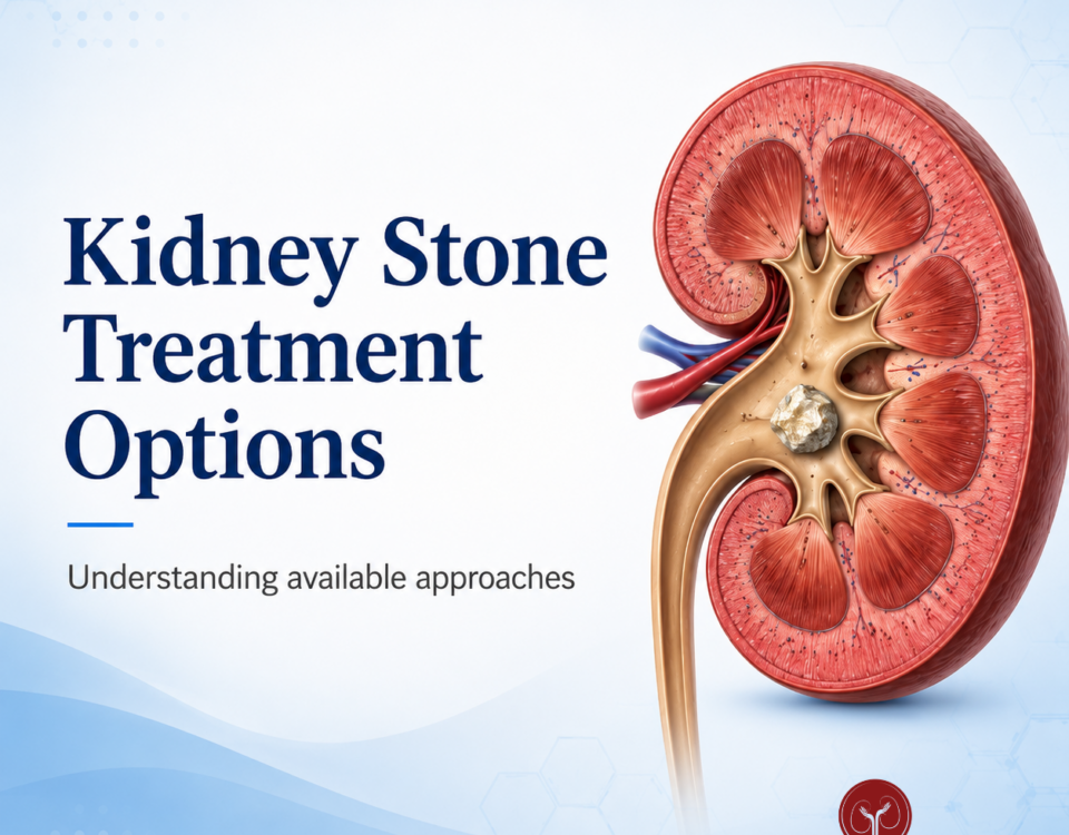 Kidney illustration with kidney stone highlighting kidney stone treatment options