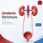 Ureteric stricture illustration showing narrowing of the ureter